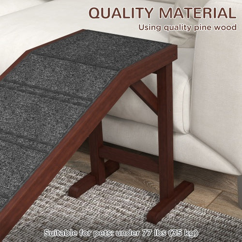 74" Extra-Long Wooden Dog Ramp with Landing Platform — Gentle Slope for High Beds & SUVs