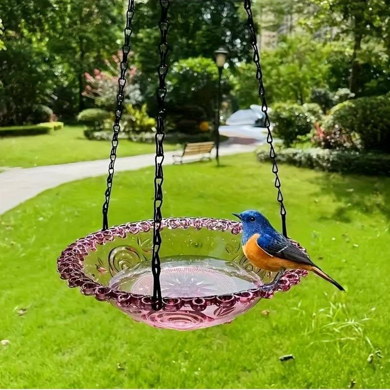 Hanging Bird Bath & Feeder for Outdoors – Decorative Plastic Bowl for Garden & Yard