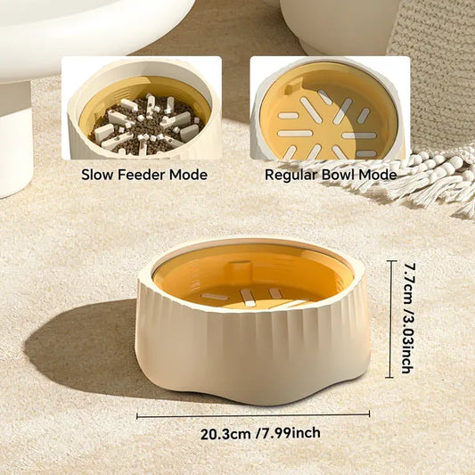GianfiStore™ 2-in-1 Pet Slow Feeder Bowl — Anti-Choke Maze Design with Non-Slip Feet for Cats & Dogs | White
