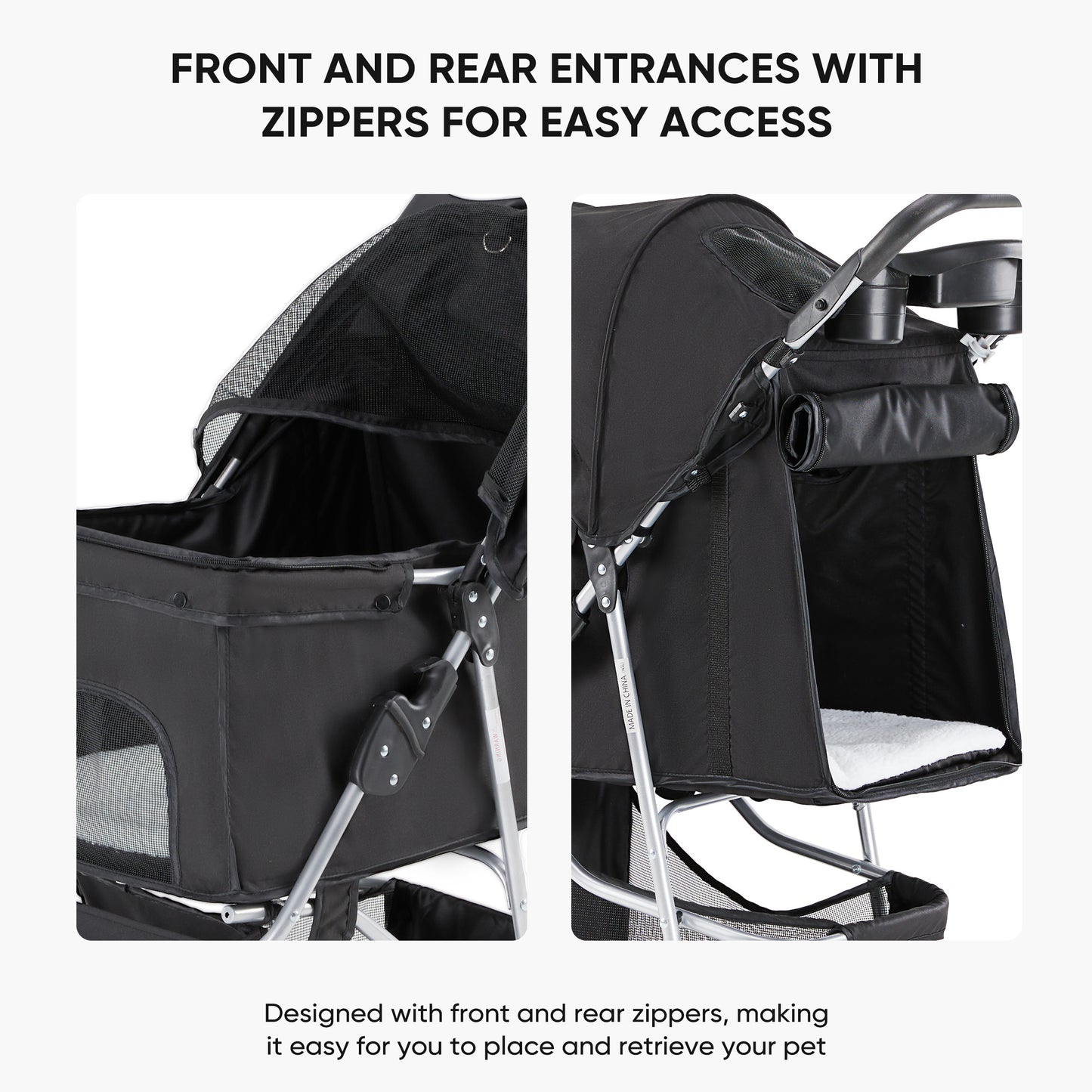 GianfiStore™ Foldable Pet Stroller | Cat & Dog Cart with Canopy