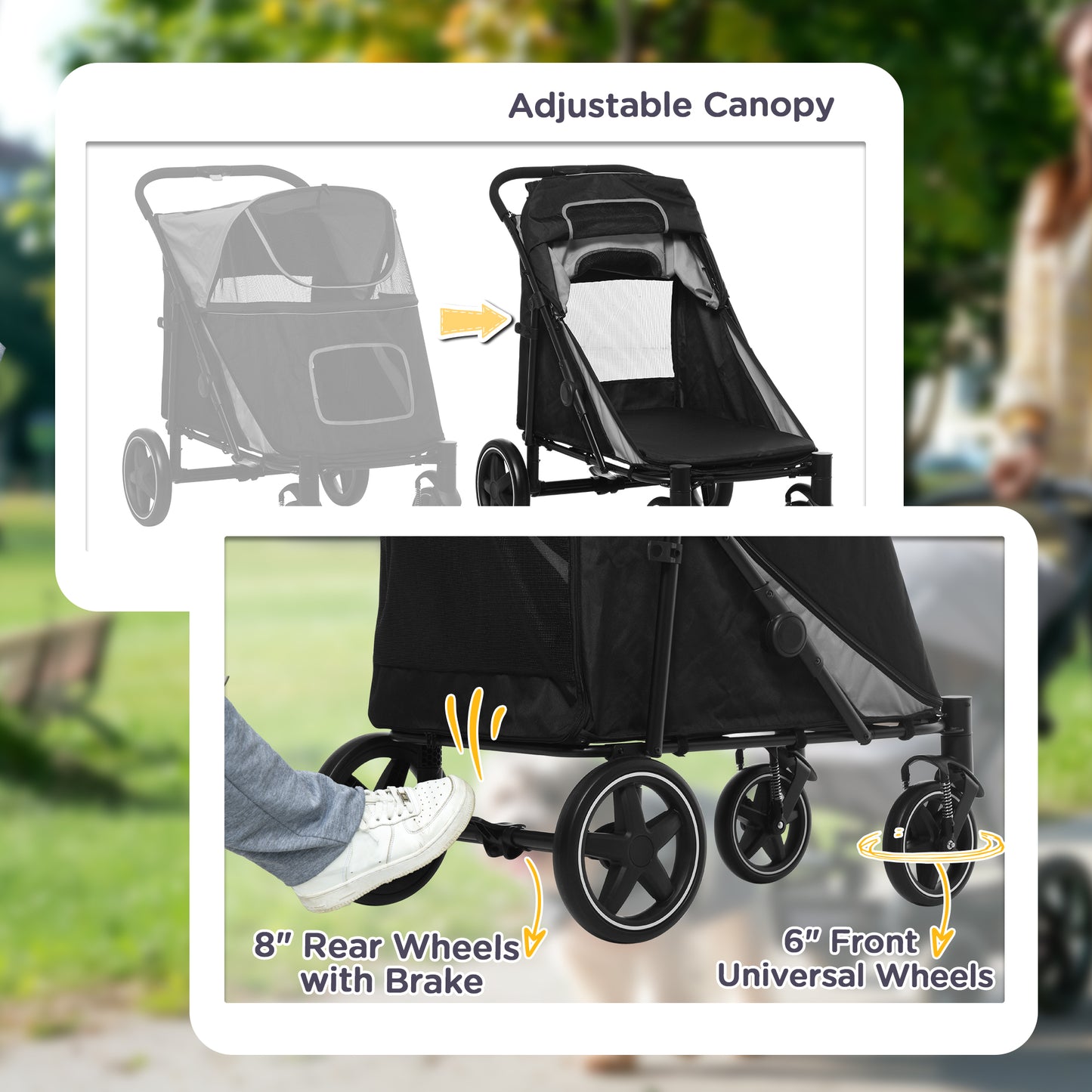 Dog Stroller for Large & Medium Dogs – Heavy-Duty Foldable Pet Stroller up to 66 lbs