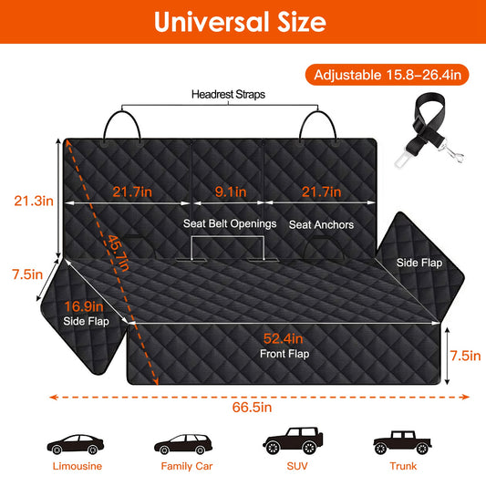 Heavy-Duty Waterproof Dog Car Seat Cover (Includes Safety Belt)