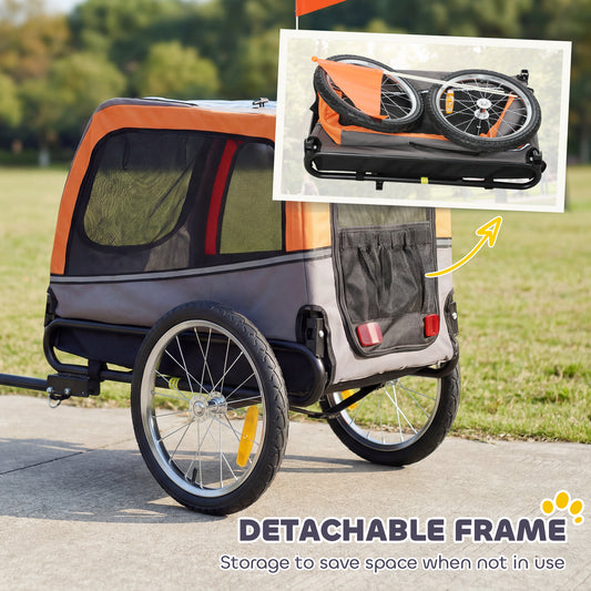 Dog Bike Trailer with 3 Entrances & Large Wheels | Foldable Pet Bicycle Carrier up to 44 lbs