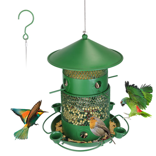 3-Tier Deluxe Wild Bird Station — Squirrel-Proof Rustproof Metal | 6 Perches & 4 Water Cups