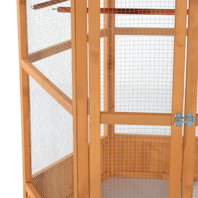 Hexagonal Outdoor Bird Aviary | Weather-Resistant Fir Wood | Double Door | Assembly Required