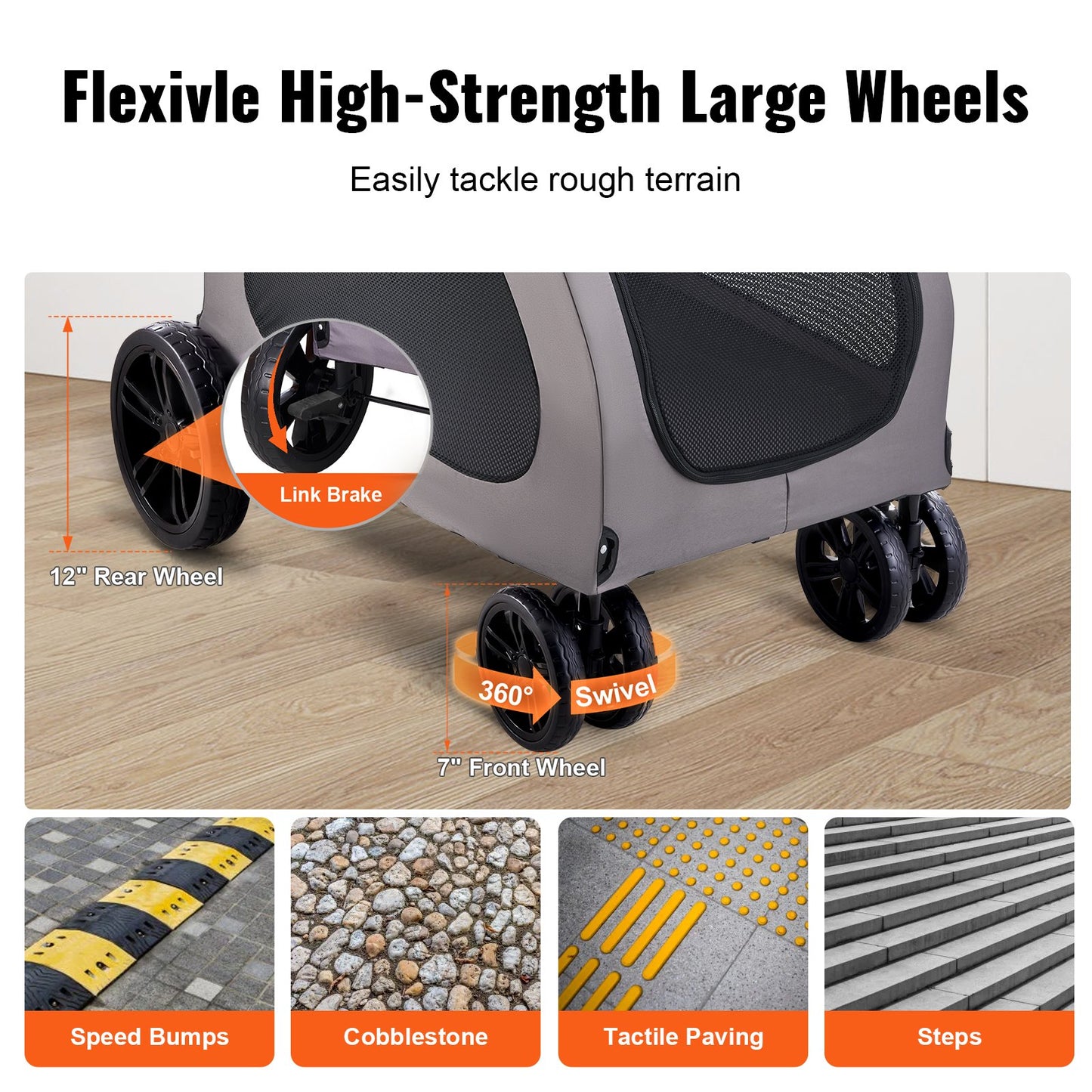 GianfiStore™ Heavy-Duty Pet Stroller — 4-Wheel Dog Stroller for Large Dogs Up to 160 lbs