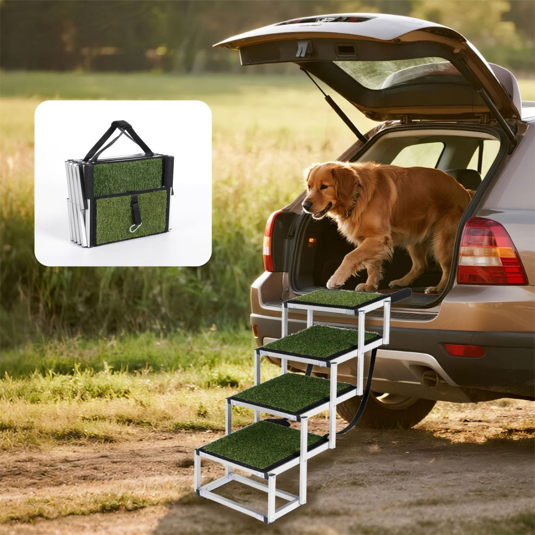 Ultra-Lightweight Folding Dog Stairs — Aluminum Pet Steps for SUVs & Trucks | Supports 250 lbs