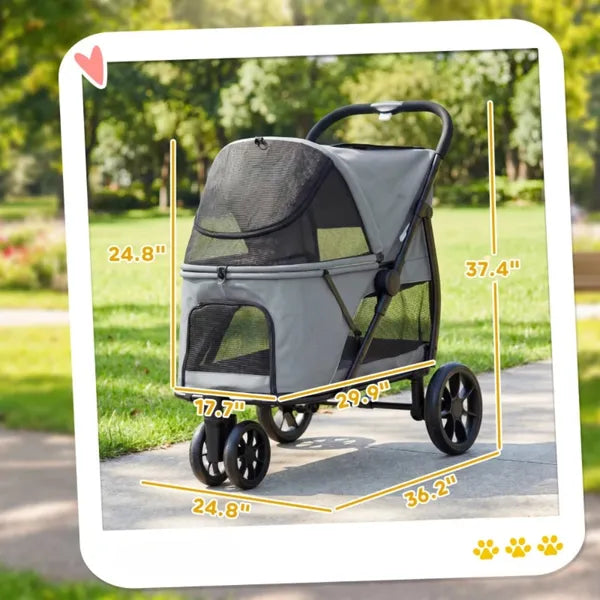 Dog Stroller for Medium Dogs - All-Terrain Wheels | Foldable Pet Stroller up to 44 lbs