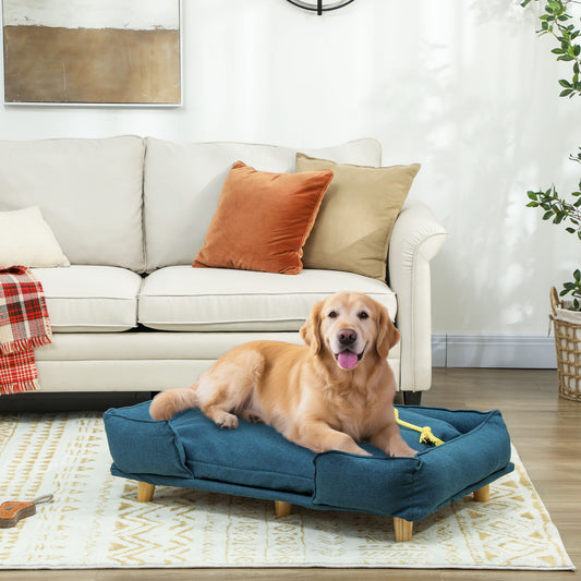 GianfiStore dog sofa bed side view – elevated frame with backrest and armrest for large dogs