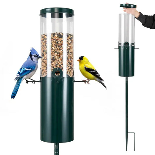 Premium Squirrel-Proof Standing Bird Feeder — 10lb Large Capacity 4-Port Metal Design