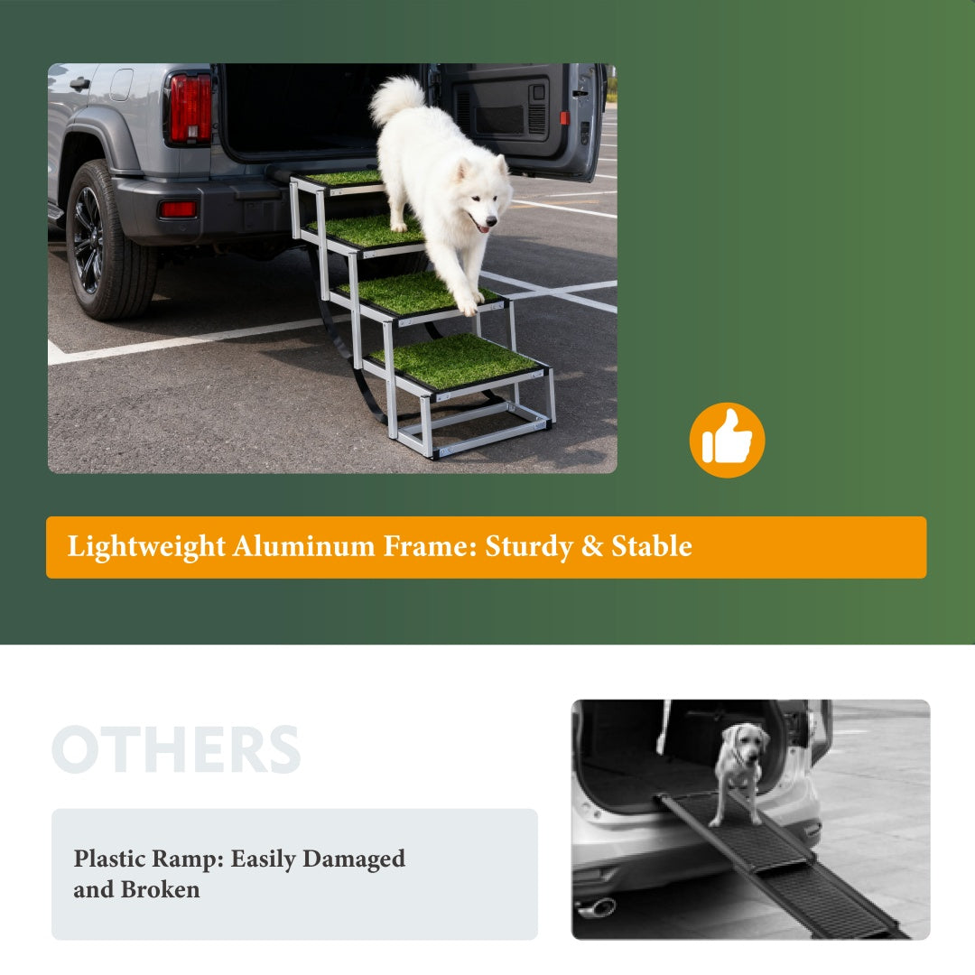 Ultra-Lightweight Folding Dog Stairs — Aluminum Pet Steps for SUVs & Trucks | Supports 250 lbs