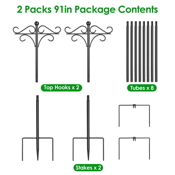 Bird Feeder Station Pole Kit – Adjustable Double Shepherd’s Hook Stand for Garden & Patio