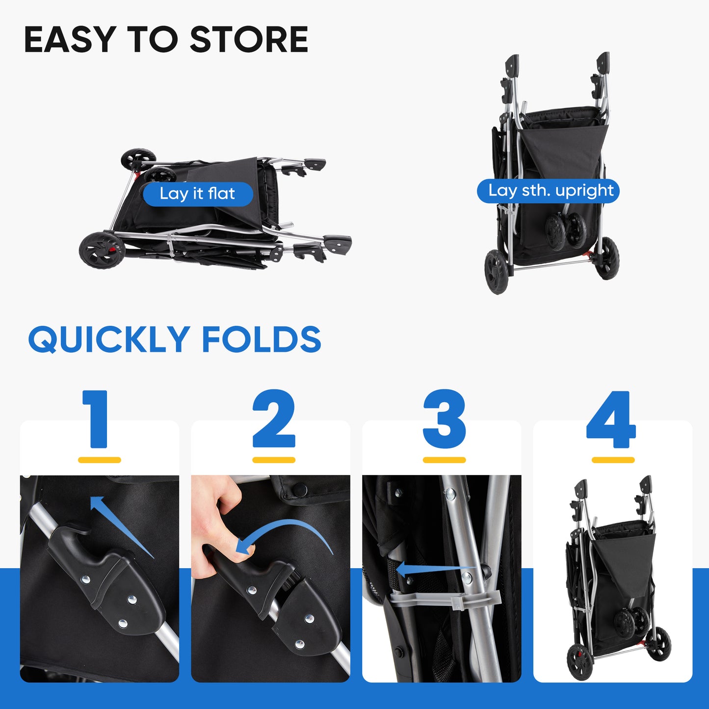 GianfiStore™ Foldable Pet Stroller | Cat & Dog Cart with Canopy