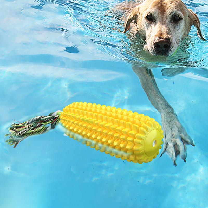 Indestructible Squeaky Corn Dog Toy - Tough Dental Chew for Aggressive Chewers | Bite-Resistant TPR