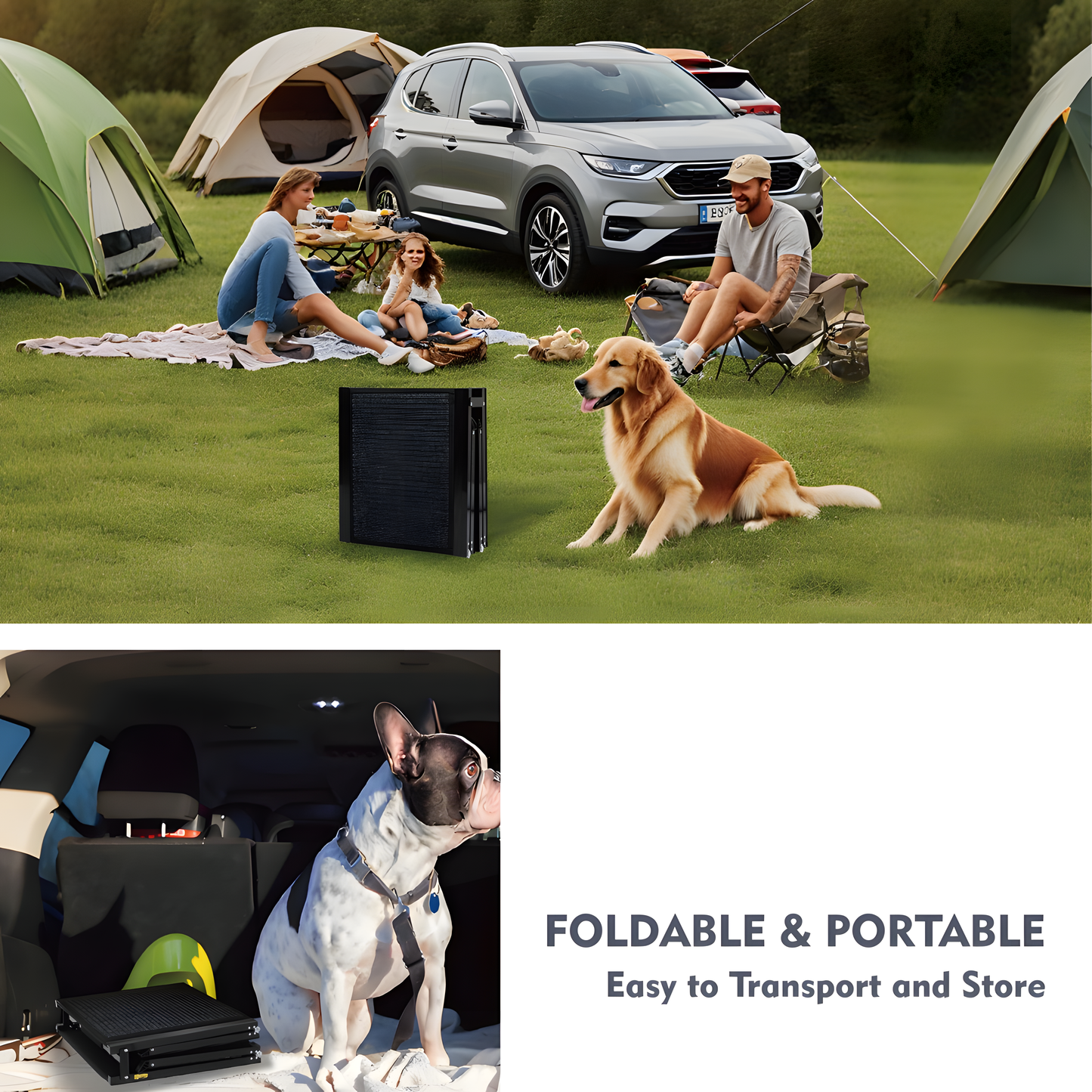 71 Inch Extra Long Quad-Fold Dog Ramp — Heavy Duty Aluminum | Supports 250 lbs for SUV & Truck