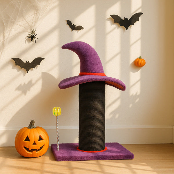 Wizard Hat Cat Scratching Post with Spring Ball Toy