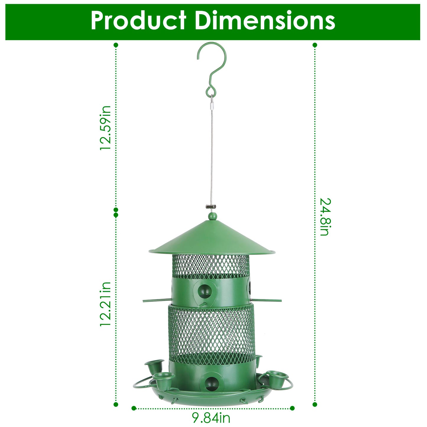 3-Tier Deluxe Wild Bird Station — Squirrel-Proof Rustproof Metal | 6 Perches & 4 Water Cups