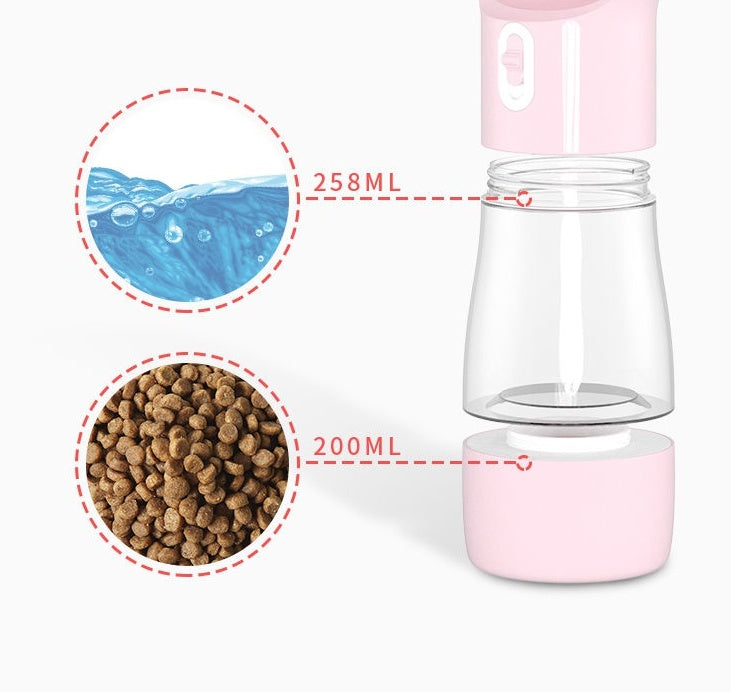 2-in-1 Adventure Flask — Portable Water & Snack Dispenser for Dogs & Cats