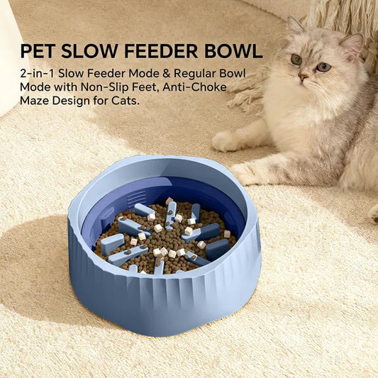 GianfiStore™ 2-in-1 Pet Slow Feeder Bowl — Anti-Choke Maze Design with Non-Slip Feet for Cats & Dogs (Blue)