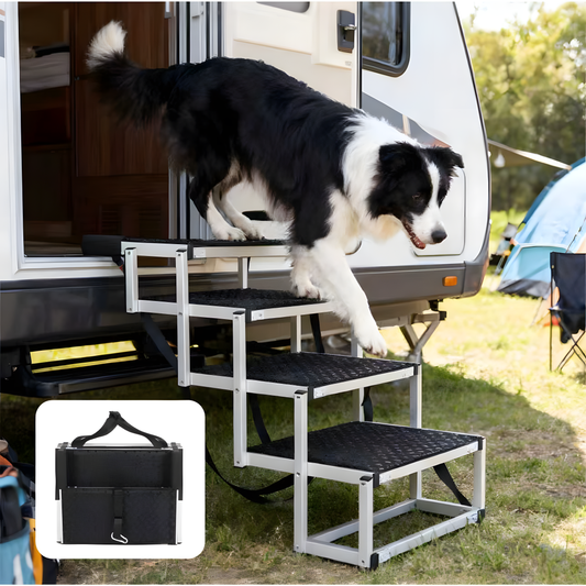 Ultra-Lightweight Folding Dog Stairs - Aluminum Pet Steps for SUVs & Trucks | Supports 250lbs