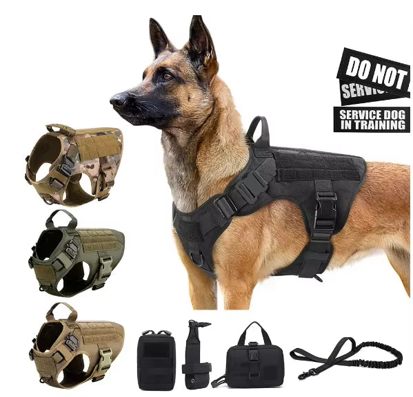 Elite Military Tactical Dog Harness - Heavy-Duty No-Pull Vest for German Shepherds & Large Breeds