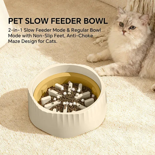 GianfiStore™ 2-in-1 Pet Slow Feeder Bowl — Anti-Choke Maze Design with Non-Slip Feet for Cats & Dogs | White