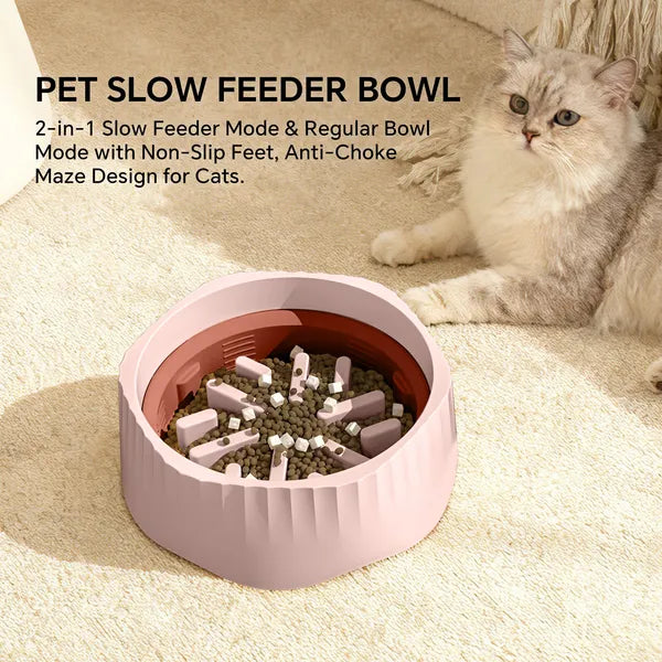 GianfiStore™ 2-in-1 Pet Slow Feeder Bowl — Anti-Choke Maze Design with Non-Slip Feet for Cats & Dogs | Pink