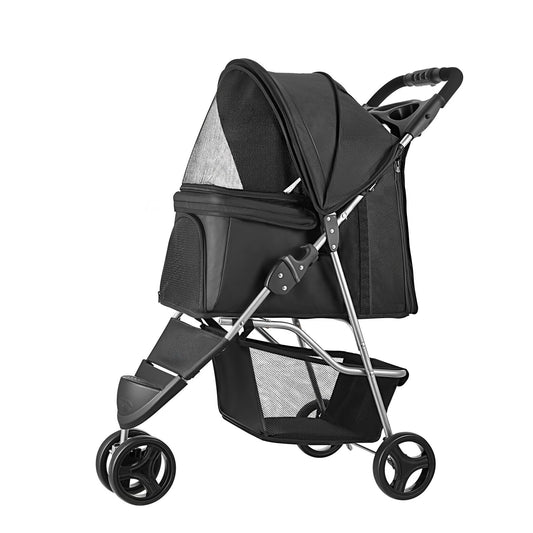 Foldable 3-Wheel Pet Stroller – Up to 35 lbs | Travel Dog & Cat Stroller