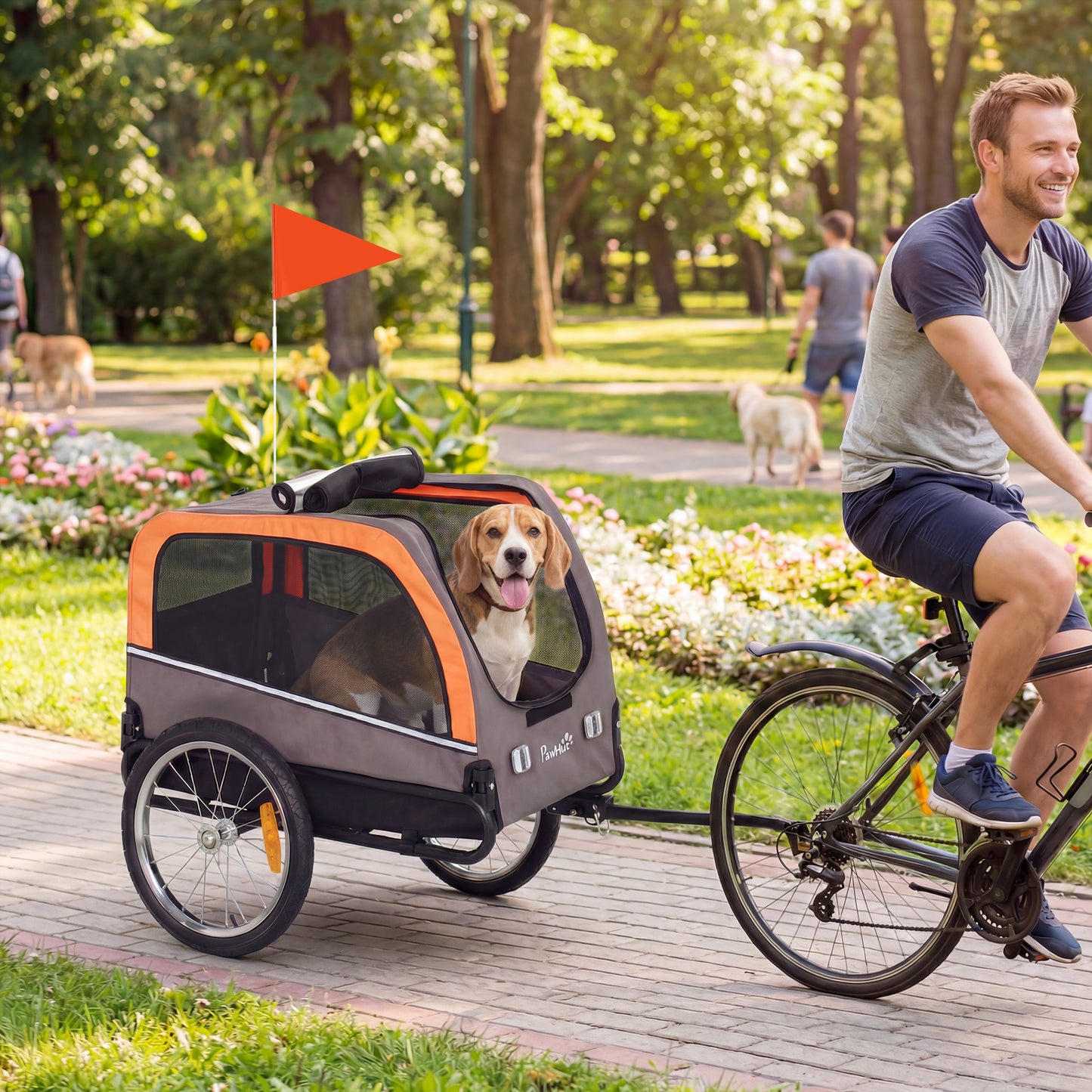 Dog Bike Trailer with 3 Entrances & Large Wheels | Foldable Pet Bicycle Carrier up to 44 lbs