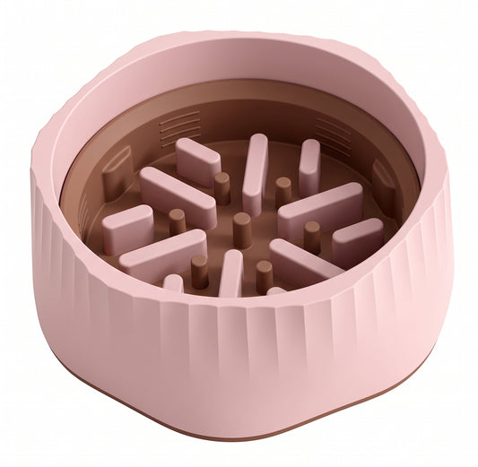 GianfiStore 2-in-1 pink pet slow feeder bowl product shot on white background
