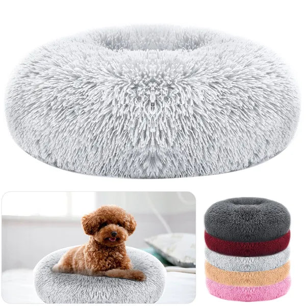 Calming Donut Dog Bed – Soft Plush Anti-Anxiety Pet Bed (Size L)