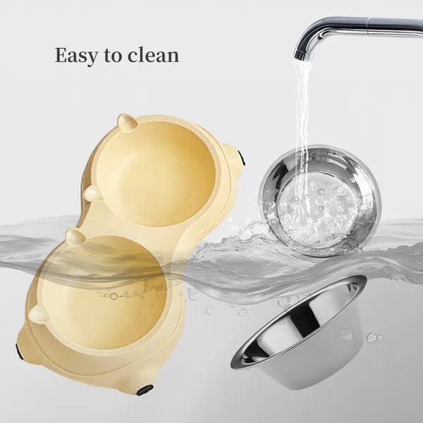 Dual pet bowl water compartment 600ml clean water for cats and small medium dogs