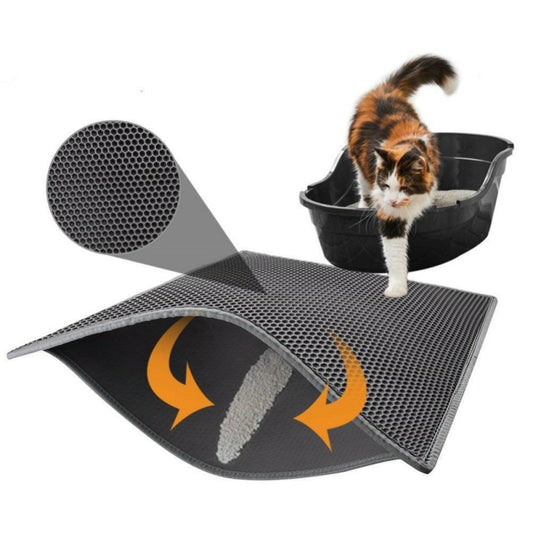 Honeycomb Cat Litter Mat - Waterproof & Urine-Proof Double Layer Trapping Pad