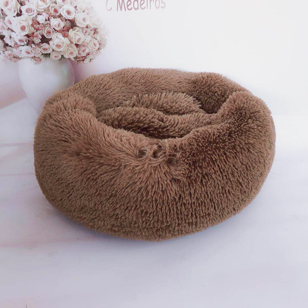 Calming Donut Pet Bed - Anti-Anxiety Ultra-Soft Plush Nest for Dogs & Cats