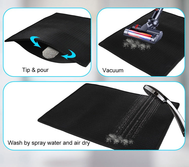 Honeycomb Cat Litter Mat - Waterproof & Urine-Proof Double Layer Trapping Pad