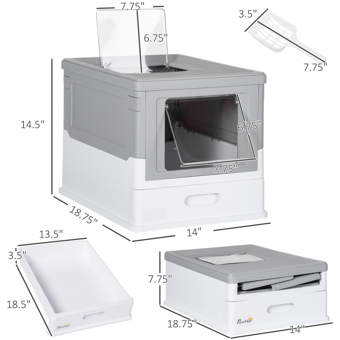 Enclosed Cat Litter Box with Lid & Pull-Out Tray | Odor-Free Design with Scoop