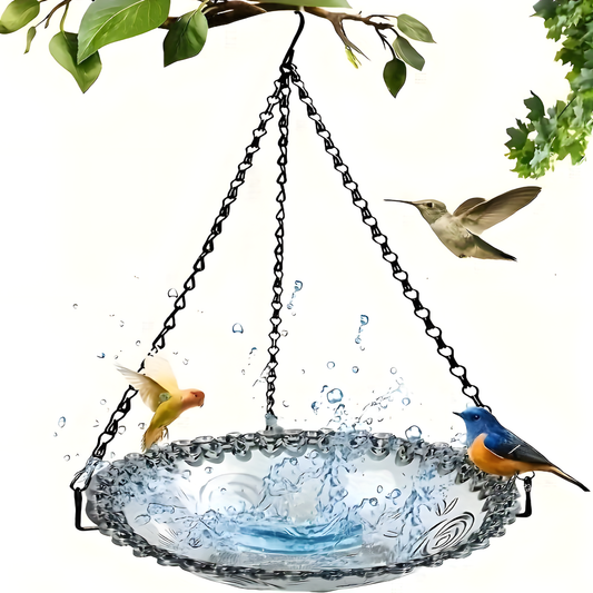 Hanging Bird Bath & Feeder for Outdoors – Decorative Plastic Bowl for Garden & Yard