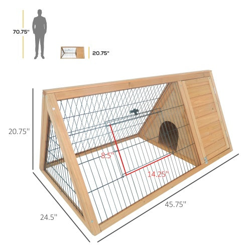 46" Portable A-Frame Rabbit Hutch — Triangular Outdoor Run & Sleeping Loft | Ultra-Lightweight