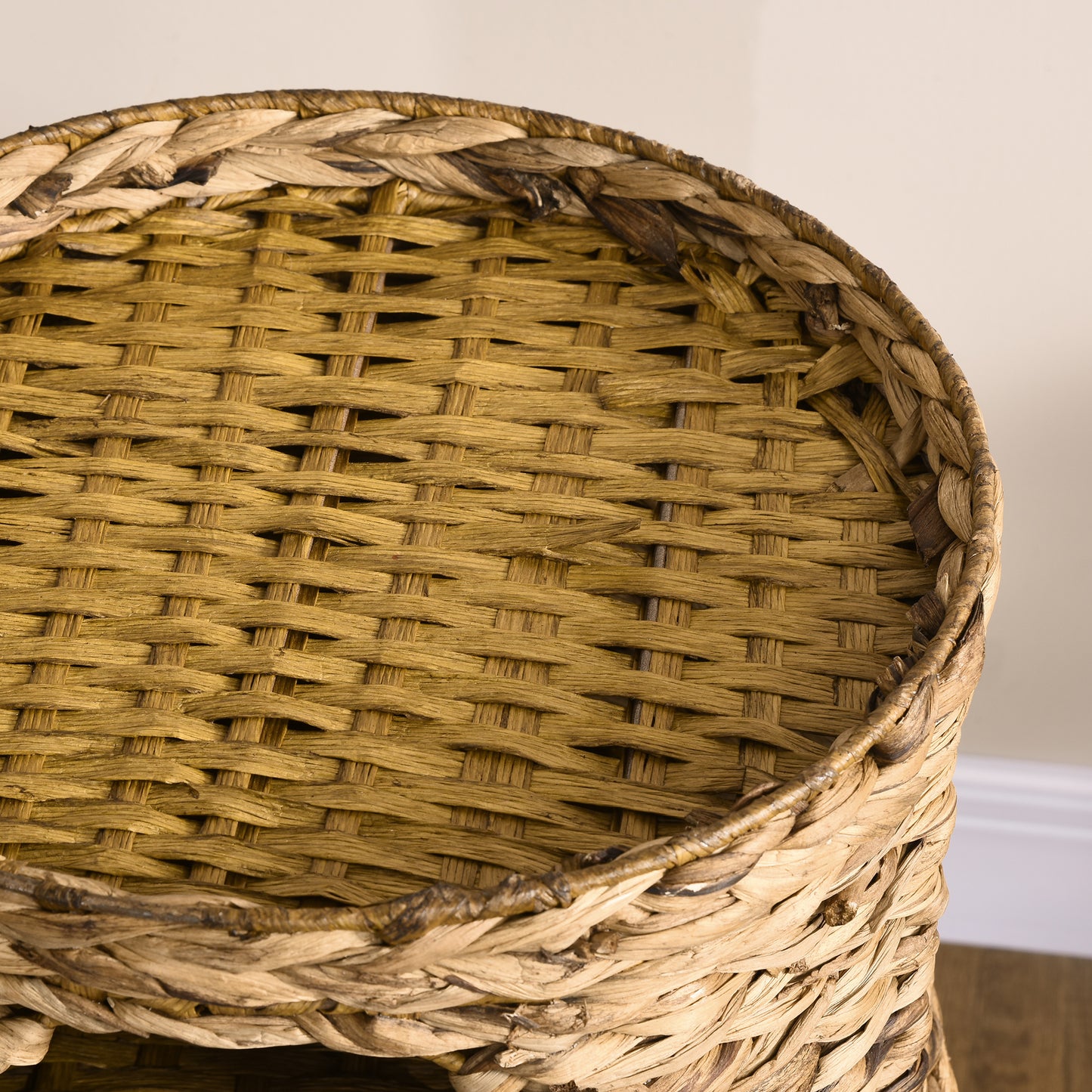 4-Story Cat Tower with Hideaways - Hand-Woven Water Hyacinth | Plush Cushions