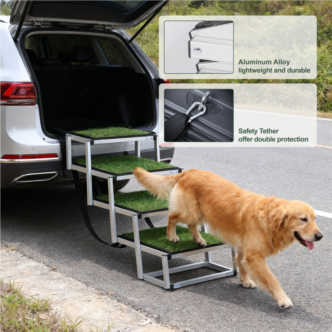 Ultra-Lightweight Folding Dog Stairs — Aluminum Pet Steps for SUVs & Trucks | Supports 250 lbs