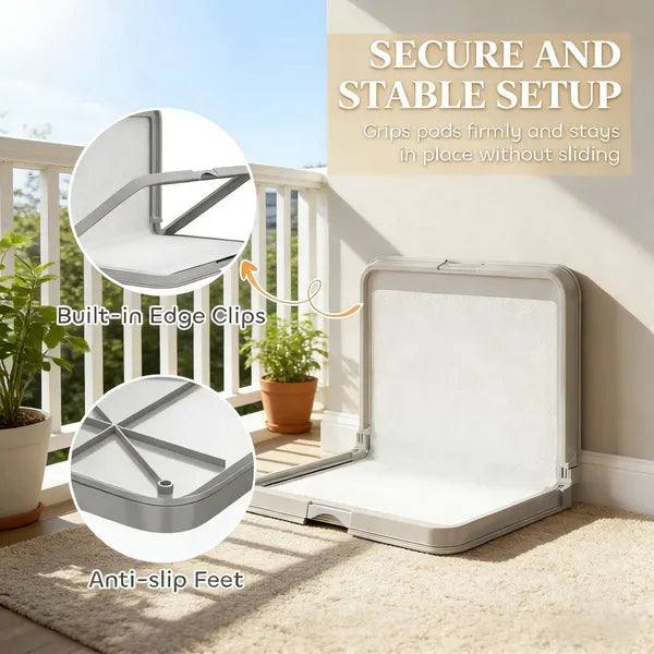 Foldable dog potty easy setup – portable pet toilet on outdoor patio