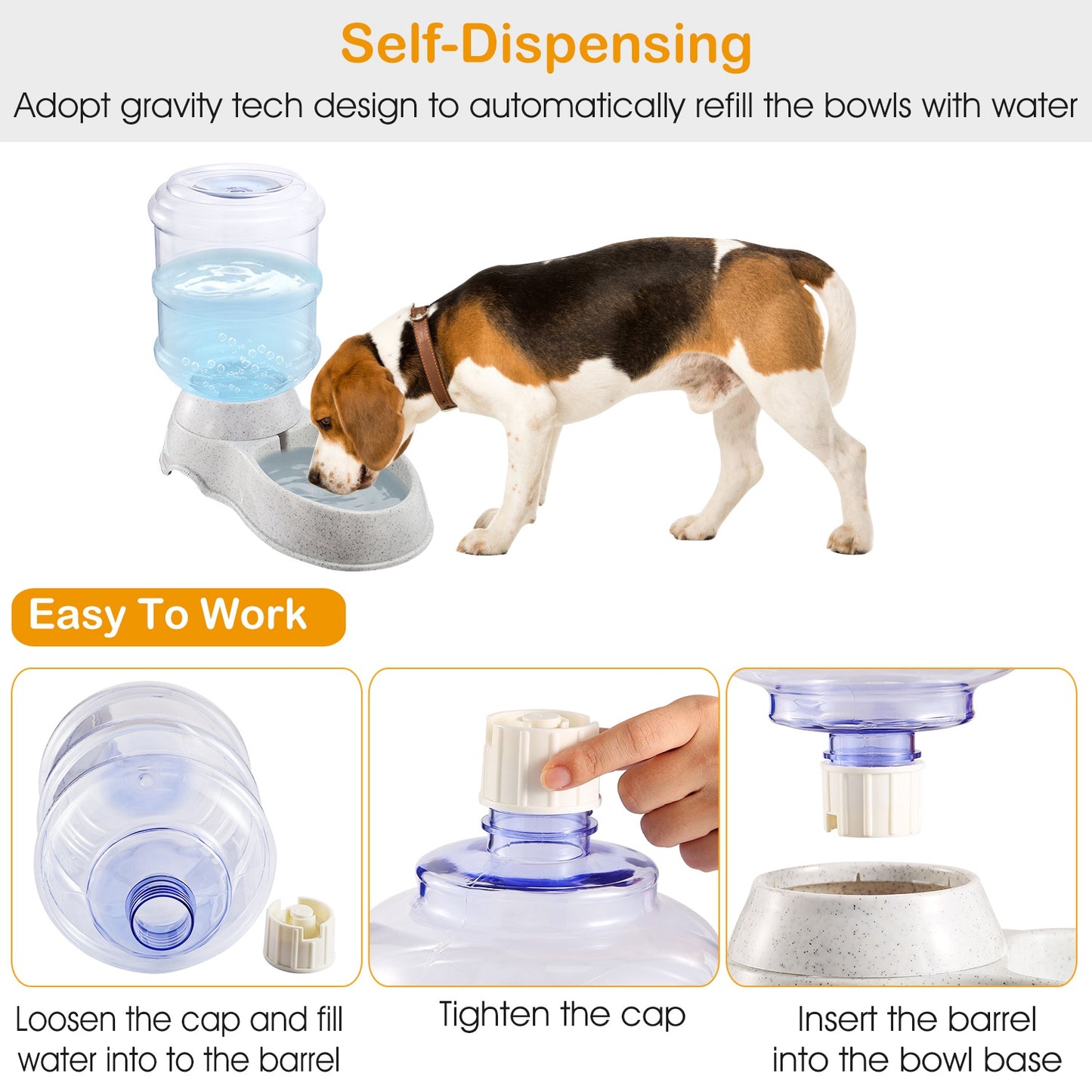 Gravity Self-Dispensing Pet Water Station — 1 Gallon BPA-Free Auto Refill Dispenser