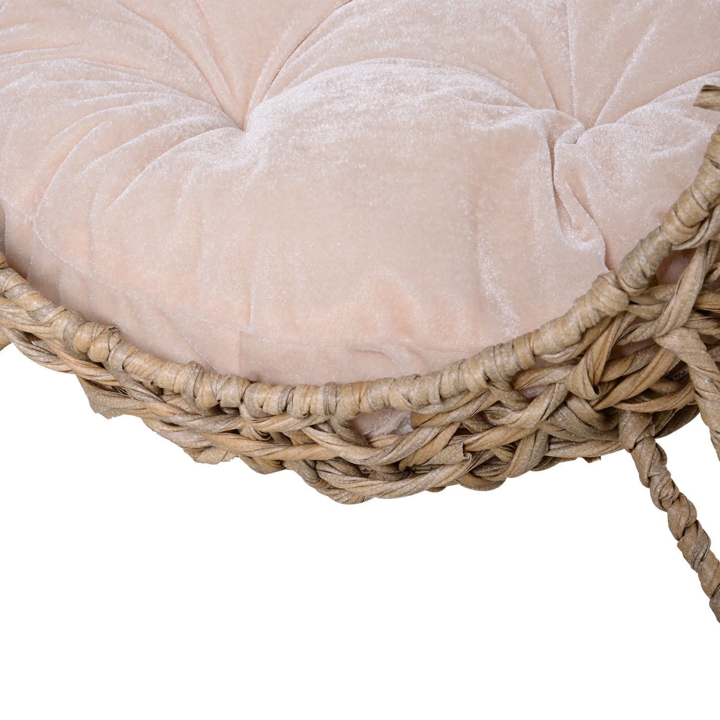 Handwoven Banana Leaf Cat Bed – Elevated Kitten House Condo with Cushion