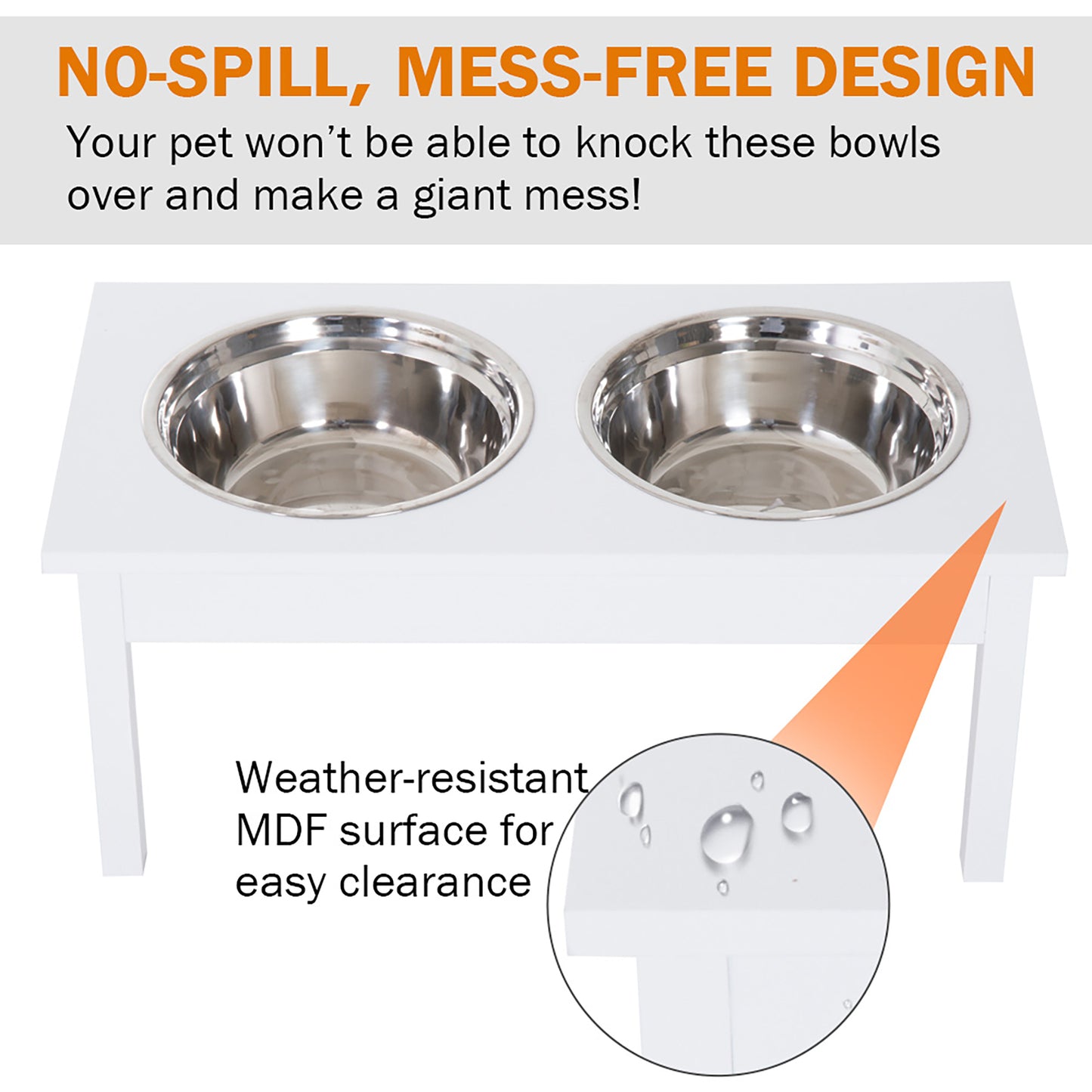 Elevated Dog Feeder — 10" Raised Station with 2 Stainless Steel Bowls