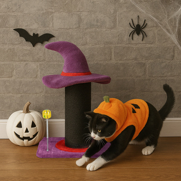 Wizard Hat Cat Scratching Post with Spring Ball Toy