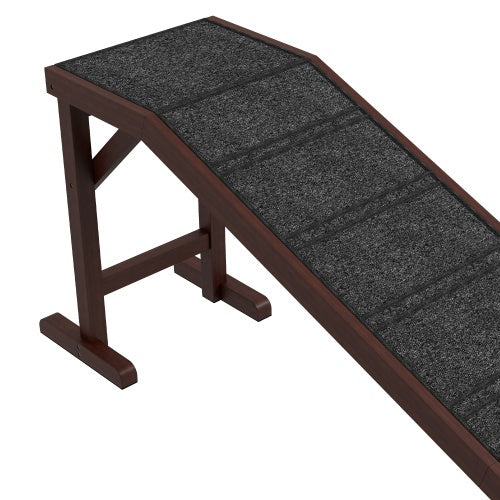 74" Extra-Long Wooden Dog Ramp with Landing Platform – Gentle Slope for High Beds | GianfiStore™