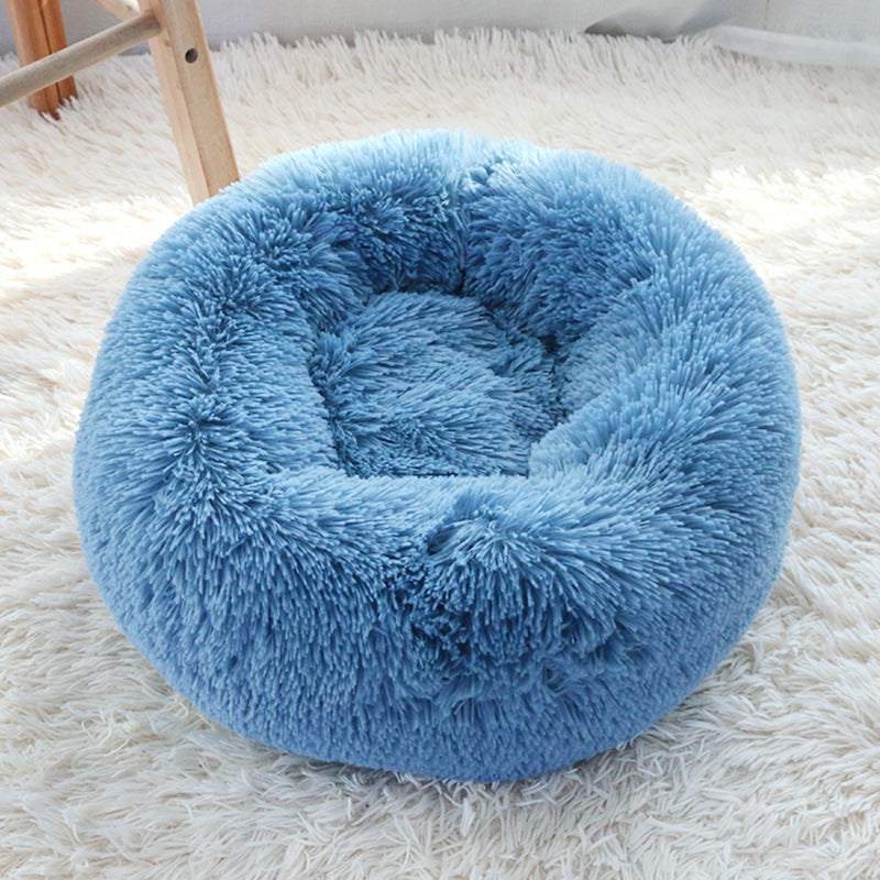 Calming Donut Pet Bed - Anti-Anxiety Ultra-Soft Plush Nest for Dogs & Cats