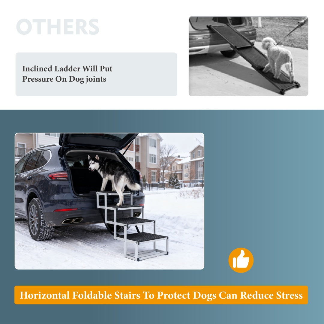 Ultra-Lightweight Folding Dog Stairs — Aluminum Pet Steps for SUVs & Trucks | Supports 250 lbs