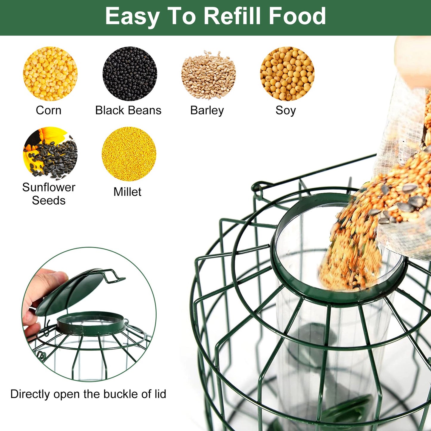 Heavy-Duty Squirrel-Proof Bird Feeder - Anti-Squirrel Metal Cage | 4-Port Hanging Sanctuary