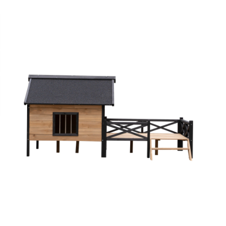 Outdoor Large Wooden Dog Kennel With Porch – Cabin Style House for Large Dogs